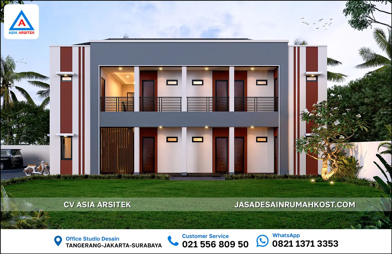 Jasa Desain Rumah Kost 2 Lantai di Bangka Belitung fasad