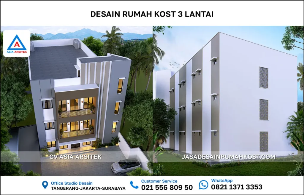 Jasa Desain Rumah Kost 3 Lantai di Ciampea Bogor atas