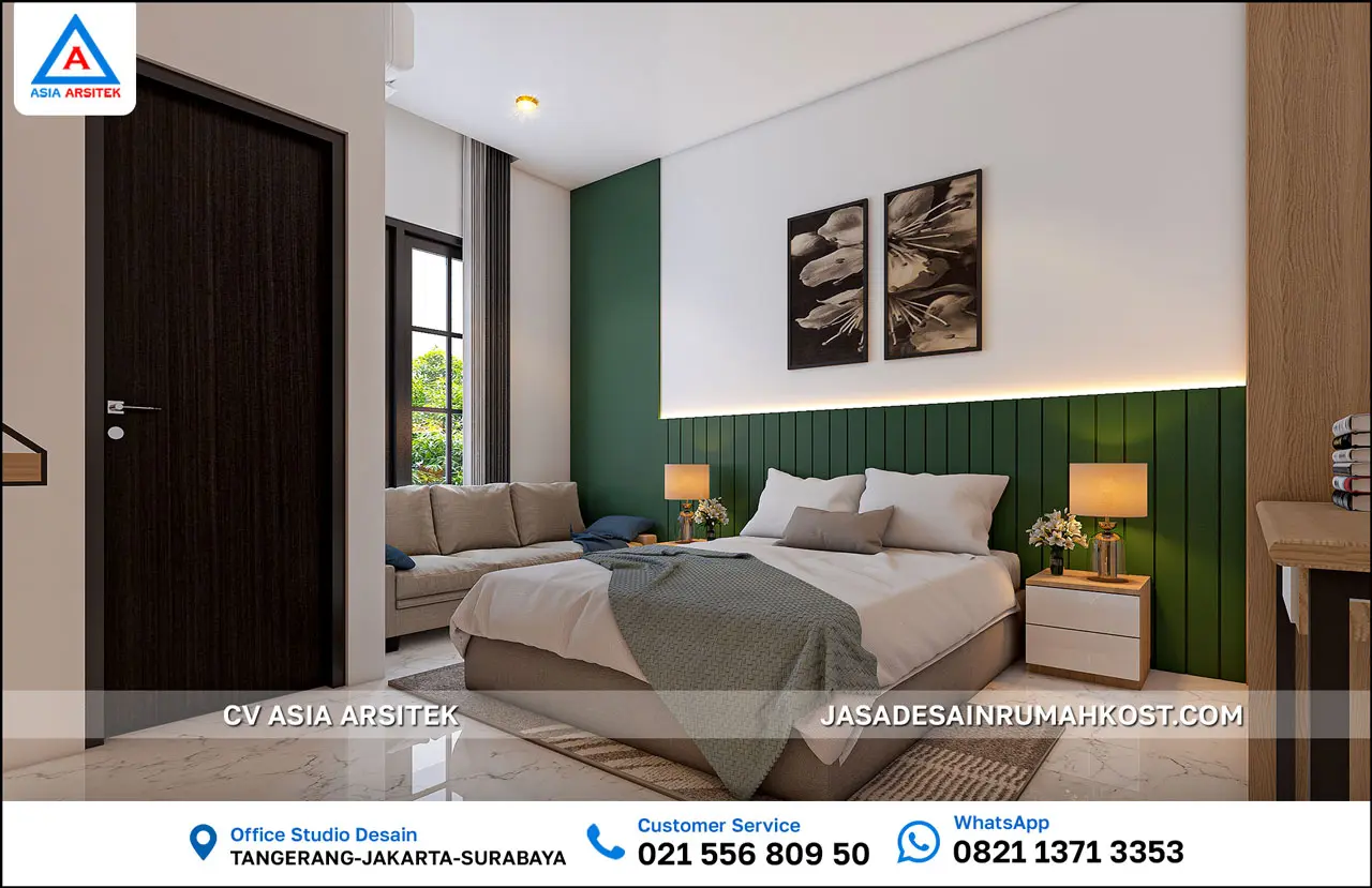 Jasa Desain Rumah Kost 3 Lantai di Cimanggis Depok kamar tidur kost