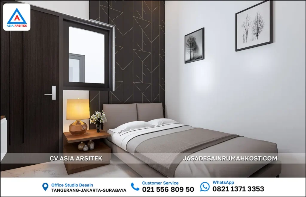 Jasa Desain Rumah Kost 3 Lantai di Grogol Jakarta Barat kamar tidur kost
