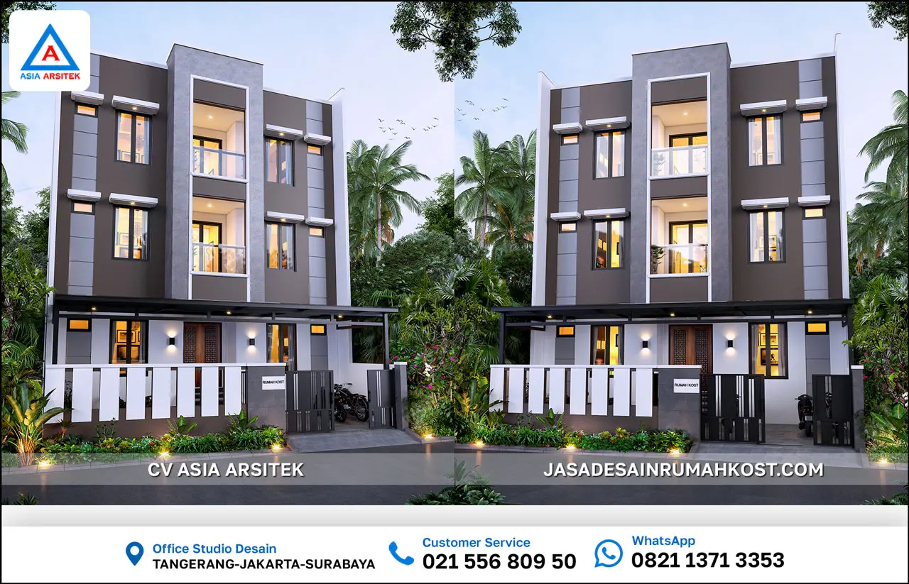 Jasa Desain Rumah Kost 3 Lantai di Grogol Jakarta Barat depan
