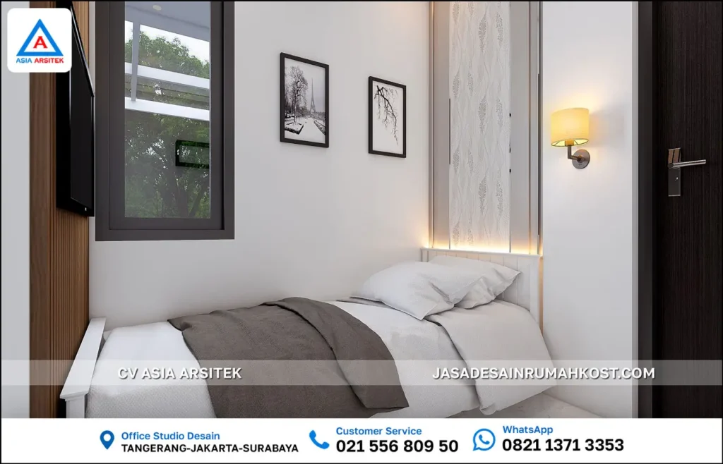 Jasa Desain Rumah Kost 3 Lantai di Grogol Petamburan kamar tidur kost
