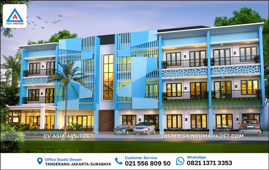 Jasa Desain Rumah Kost 3 Lantai di Jayapura Papua fasad