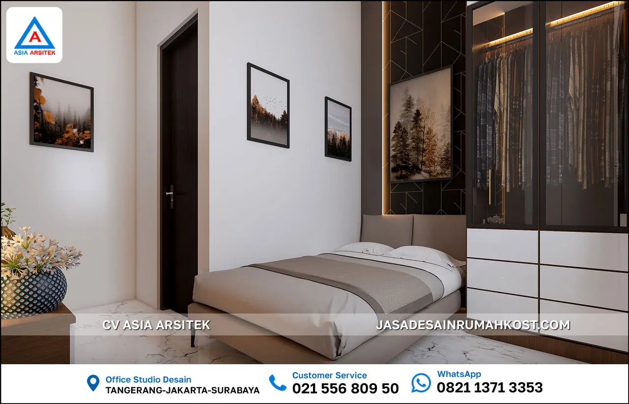 Jasa Desain Rumah Kost 3 Lantai di Kebon Jeruk Jakarta Barat kamar tidur kost