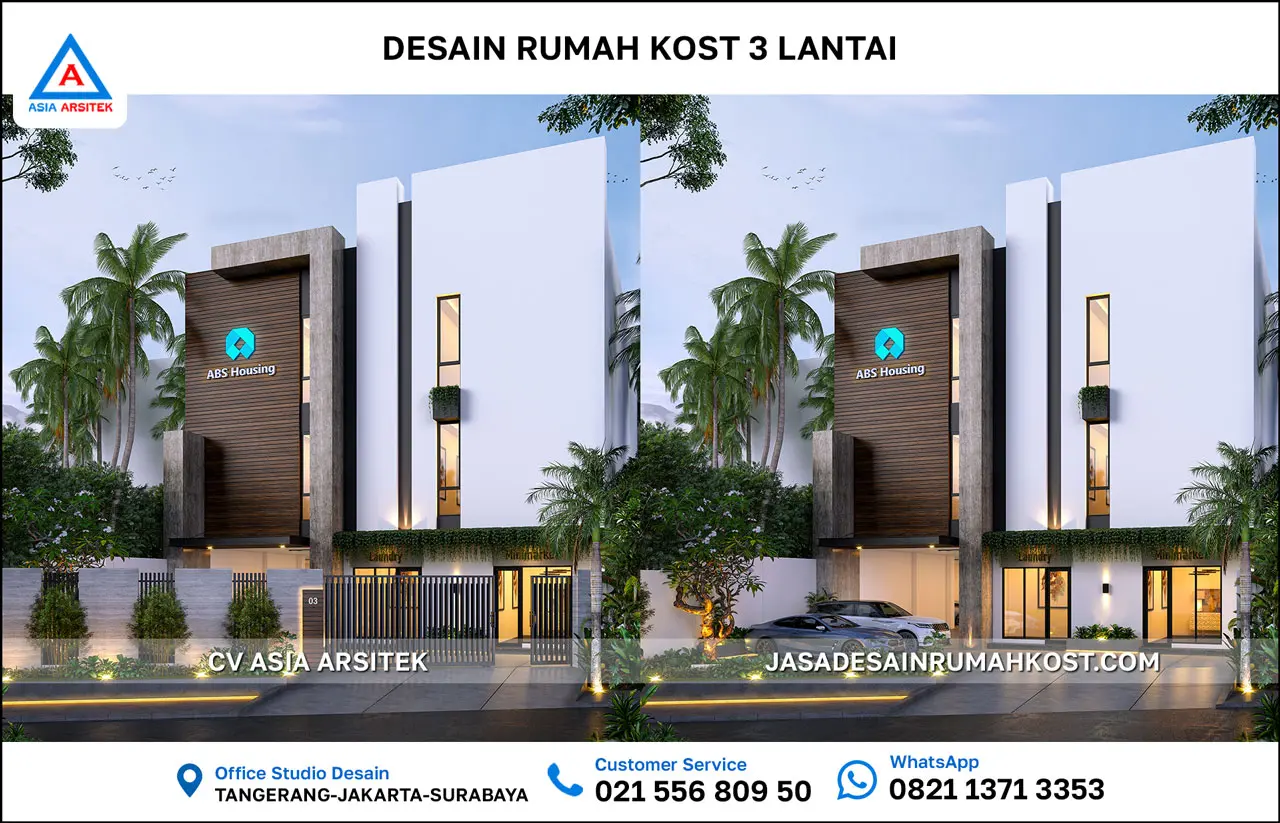 Jasa Desain Rumah Kost 3 Lantai di Kebon Jeruk Jakarta Barat fas
