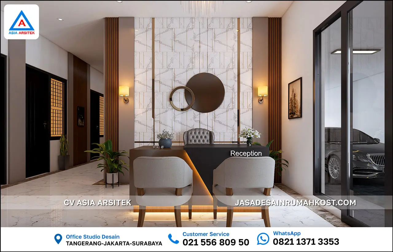 Jasa Desain Rumah Kost 3 Lantai di Kebon Jeruk Jakarta Barat resepsionis