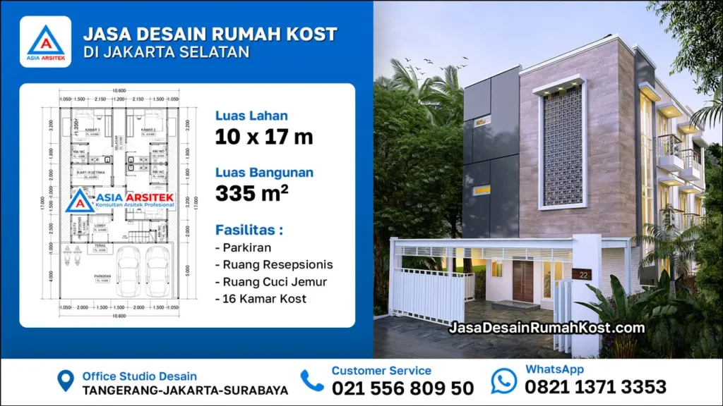 Jasa Desain Rumah Kost 3 Lantai di Kota Jakarta Selatan