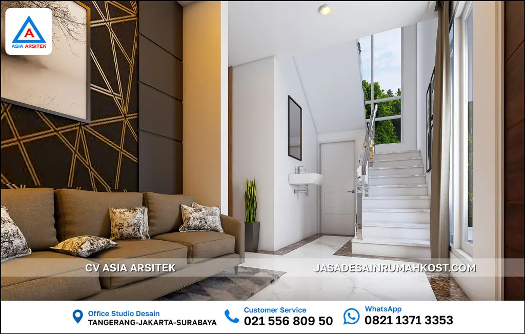 Jasa Desain Rumah Kost 3 Lantai di Kota Jakarta Selatan area tunggu