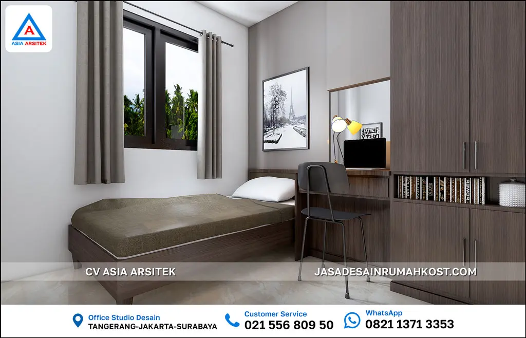 Jasa Desain Rumah Kost 3 Lantai di Menteng Jakarta Pusat kamar tidur kost