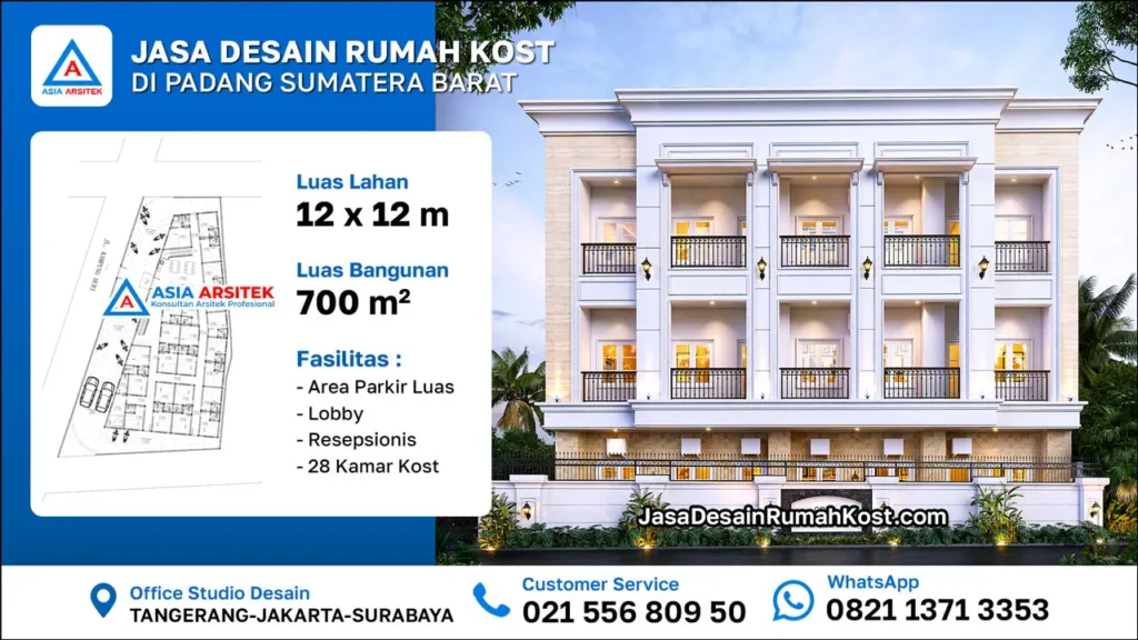 Jasa Desain Rumah Kost 3 Lantai di Padang Sumatera Barat