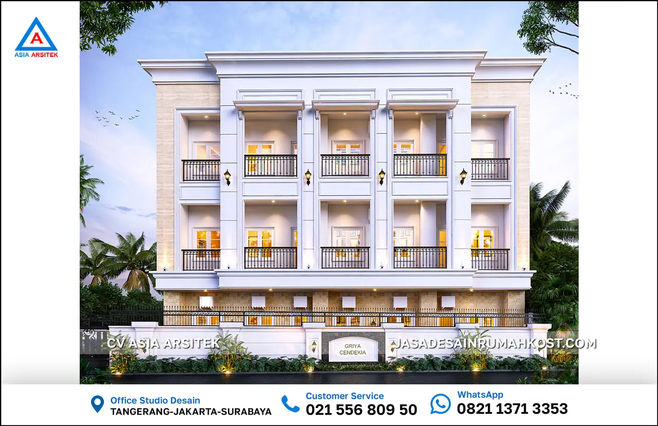 Jasa Desain Rumah Kost 3 Lantai di Padang Sumatera Barat fasad