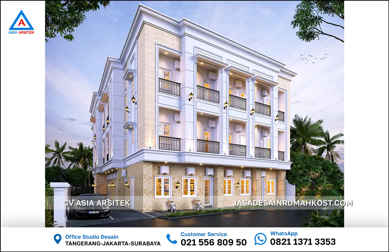 Jasa Desain Rumah Kost 3 Lantai di Padang Sumatera Barat samping