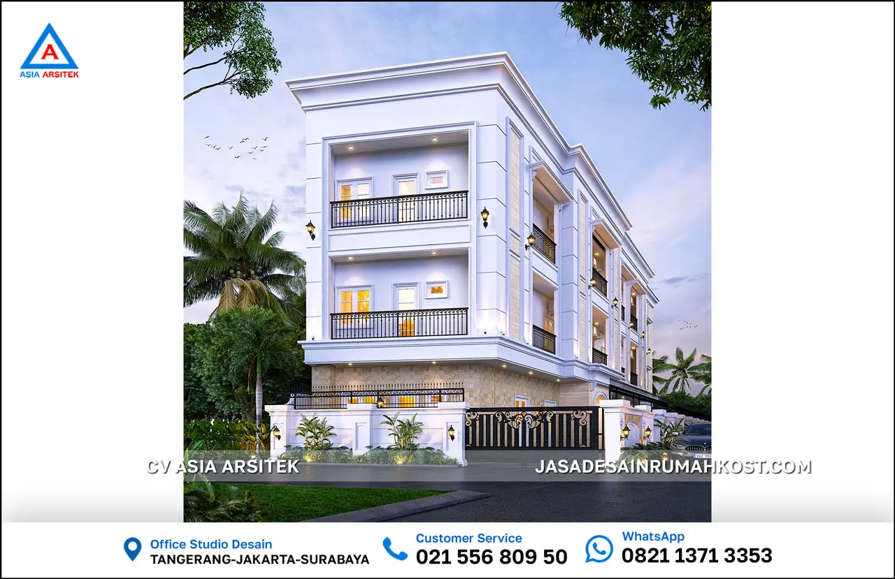Jasa Desain Rumah Kost 3 Lantai di Padang Sumatera Barat samping kiri