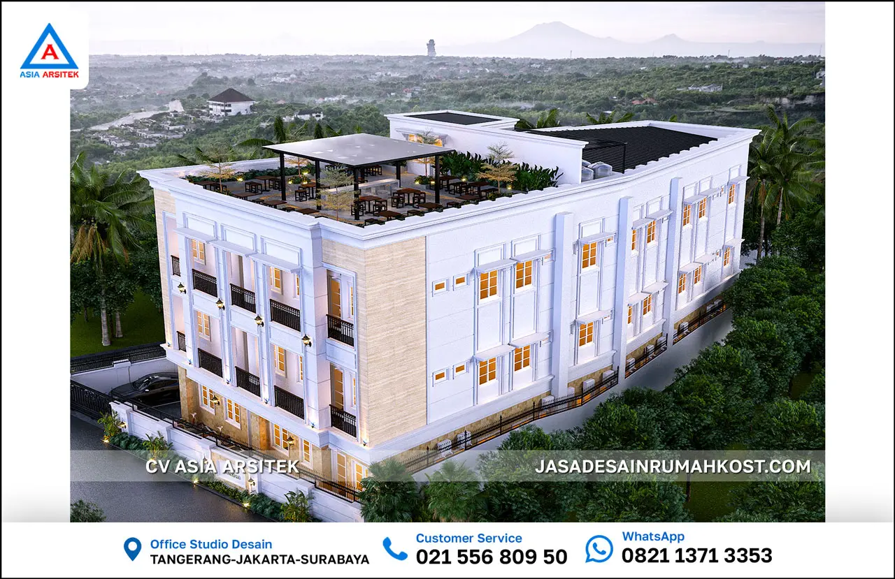 Jasa Desain Rumah Kost 3 Lantai di Padang Sumatera Barat atas belakang