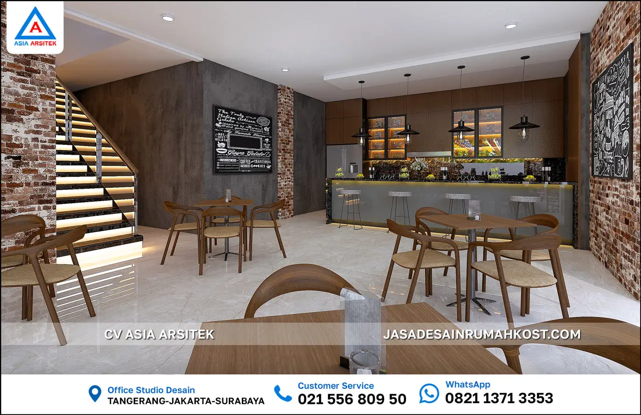 Jasa Desain Rumah Kost 3 Lantai di Serang Banten int cafe