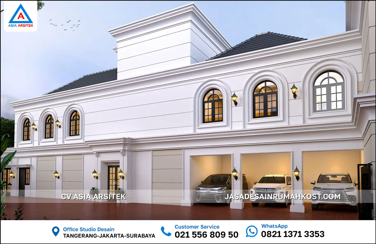 Jasa Desain Rumah Kost 3 Lantai di Serang Banten garasi