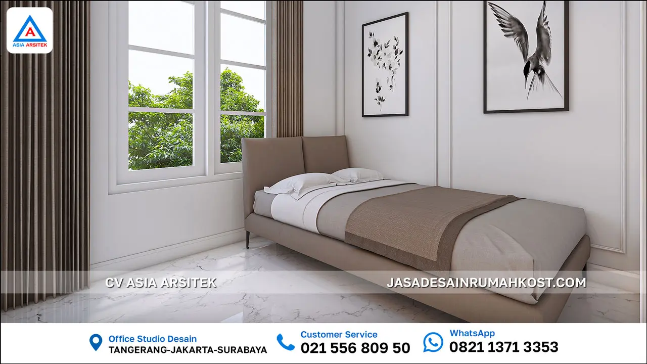 Jasa Desain Rumah Kost 3 Lantai di Serpong Tangerang Selatan kamar tidur