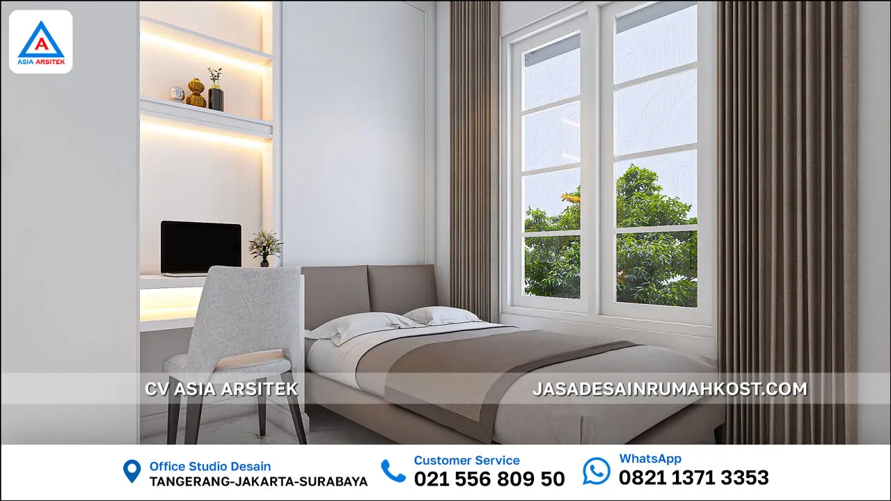 Jasa Desain Rumah Kost 3 Lantai di Serpong Tangerang Selatan kamar tidur kost