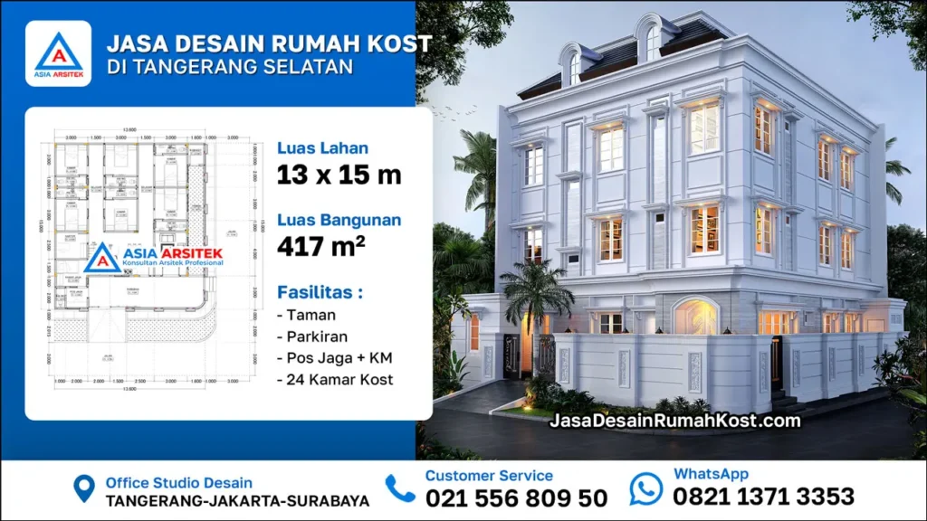 Jasa Desain Rumah Kost 3 Lantai di Tangerang Selatan