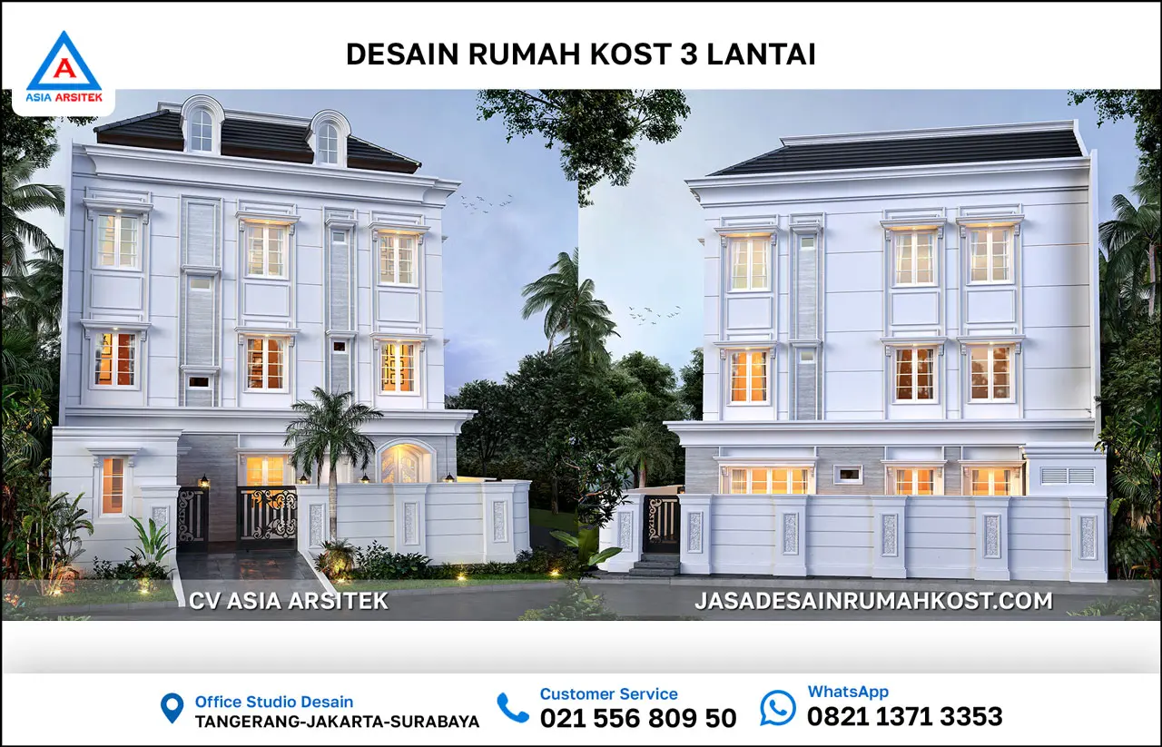 Jasa Desain Rumah Kost 3 Lantai di Tangerang Selatan samping