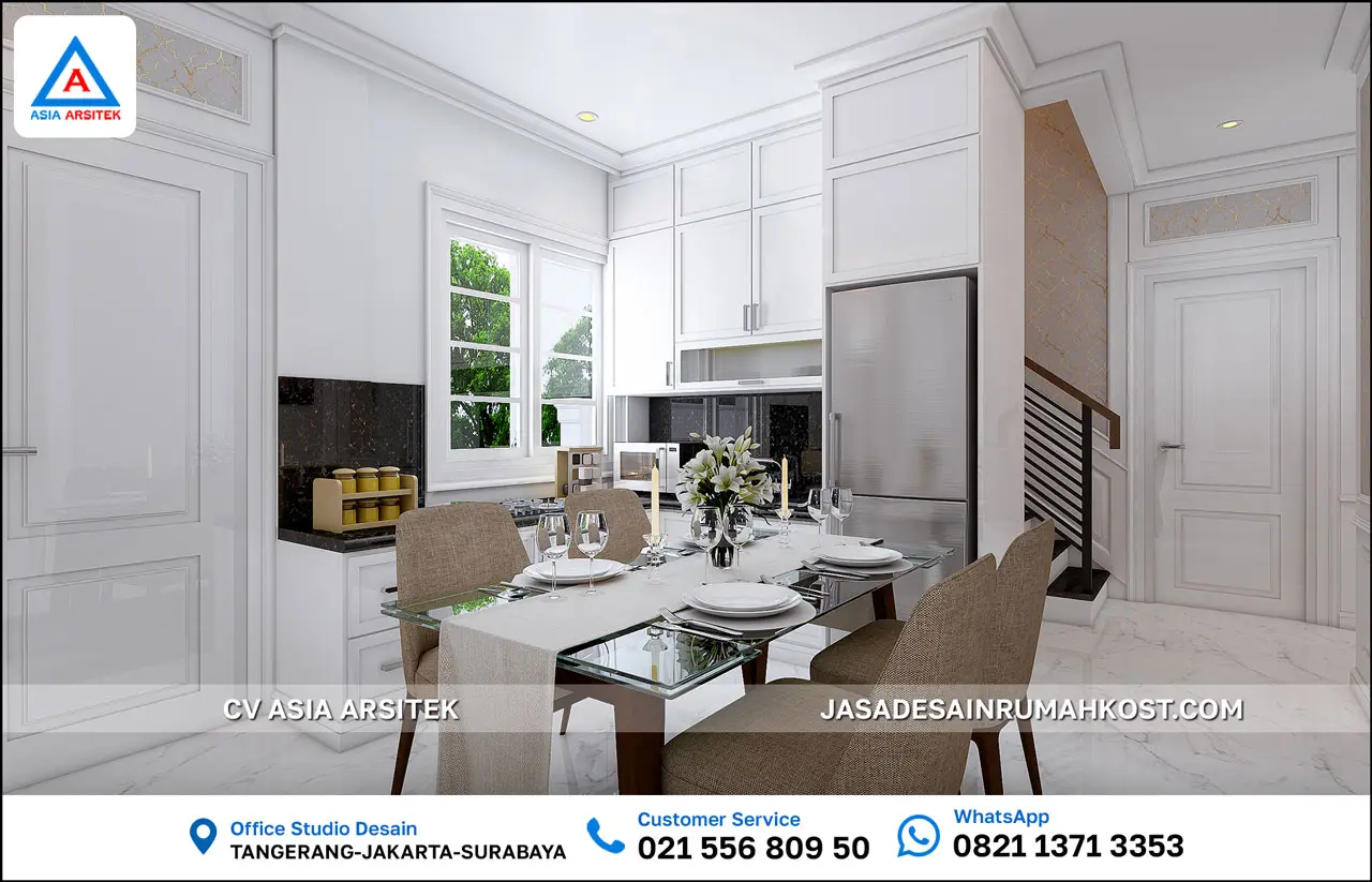 Jasa Desain Rumah Kost 3 Lantai di Tangerang Selatan ruang makan