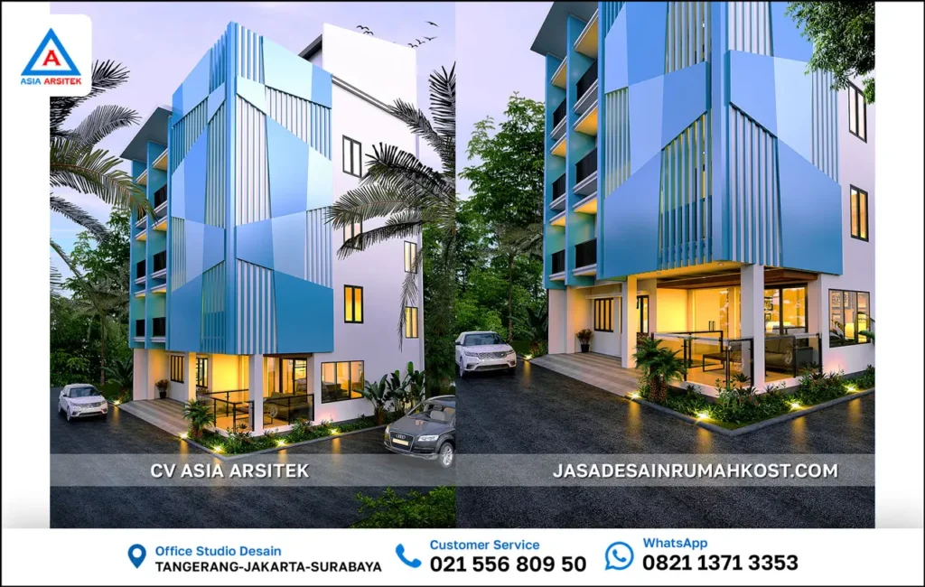 Jasa Desain Rumah Kost 4 Lantai di BSD Tangerang Selatan samping