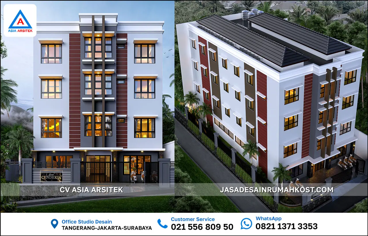 Jasa Desain Rumah Kost 4 Lantai di Beji Depok Depan