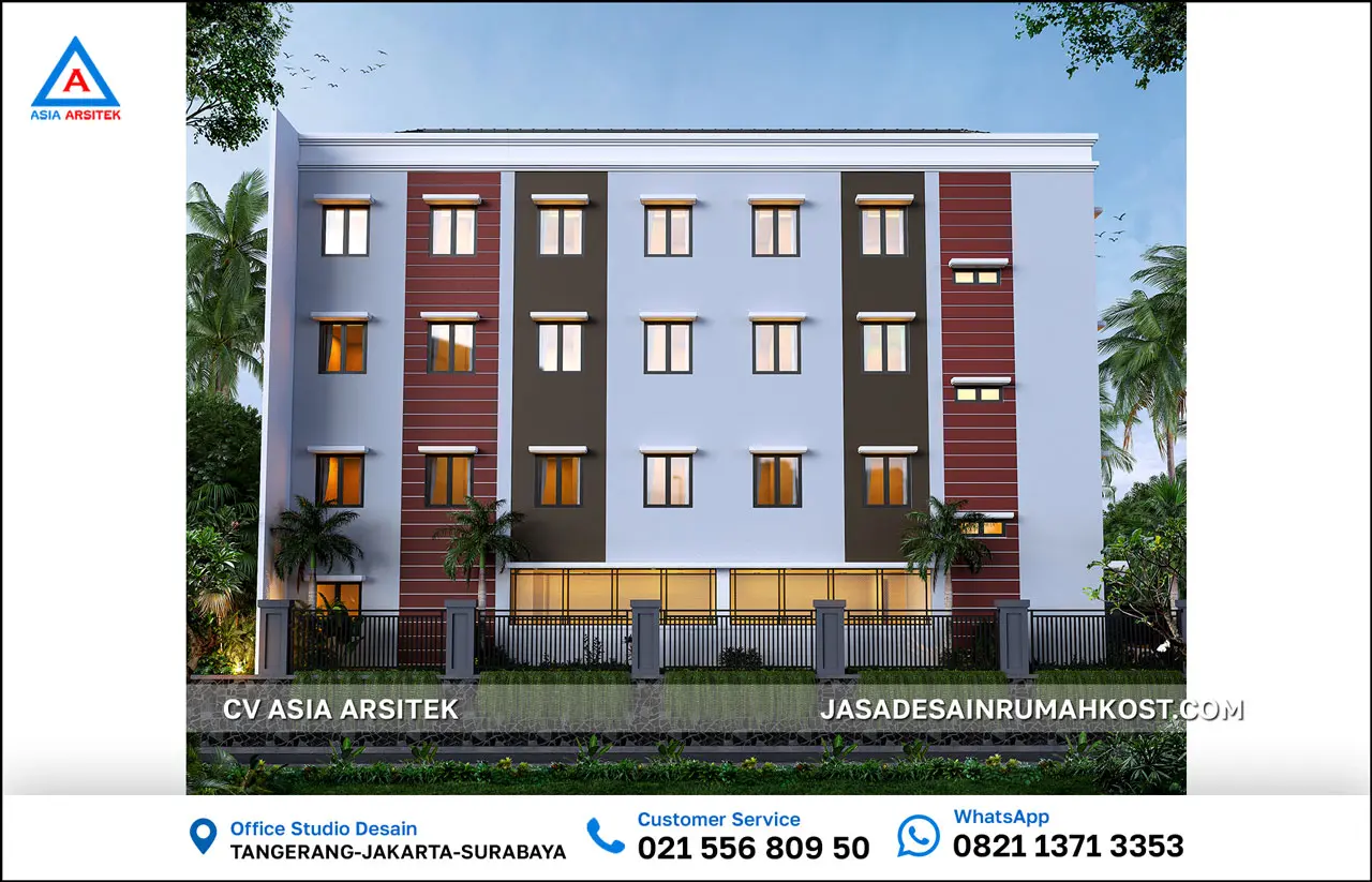 Jasa Desain Rumah Kost 4 Lantai di Beji Depok samping