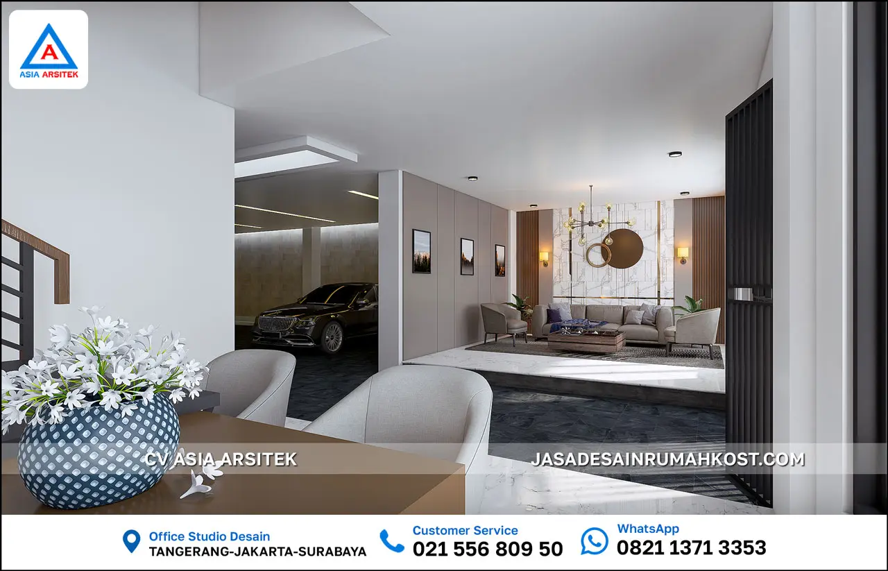 Jasa Desain Rumah Kost 4 Lantai di Beji Depok area parkir