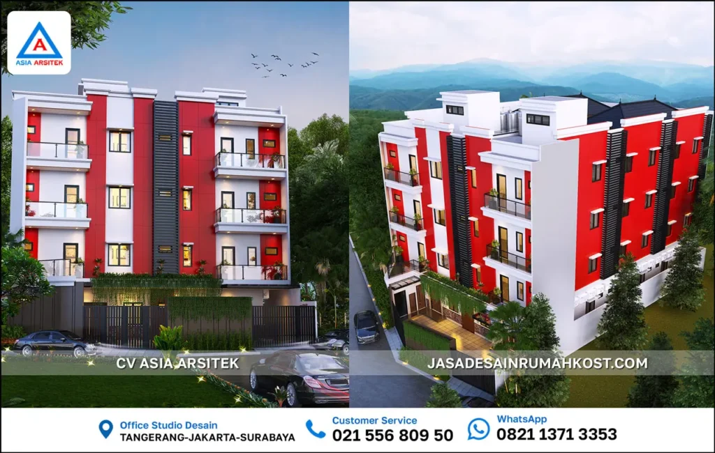 Jasa Desain Rumah Kost 4 Lantai di Depok depan atas