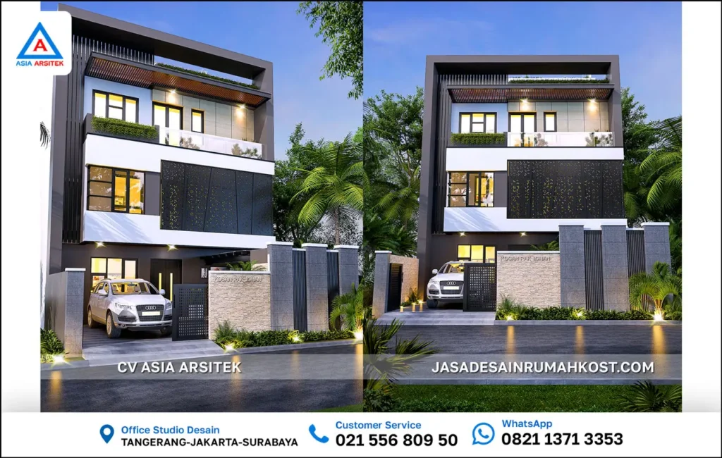 Jasa Desain Rumah Kost 4 Lantai di Grogol Jakarta Barat depan