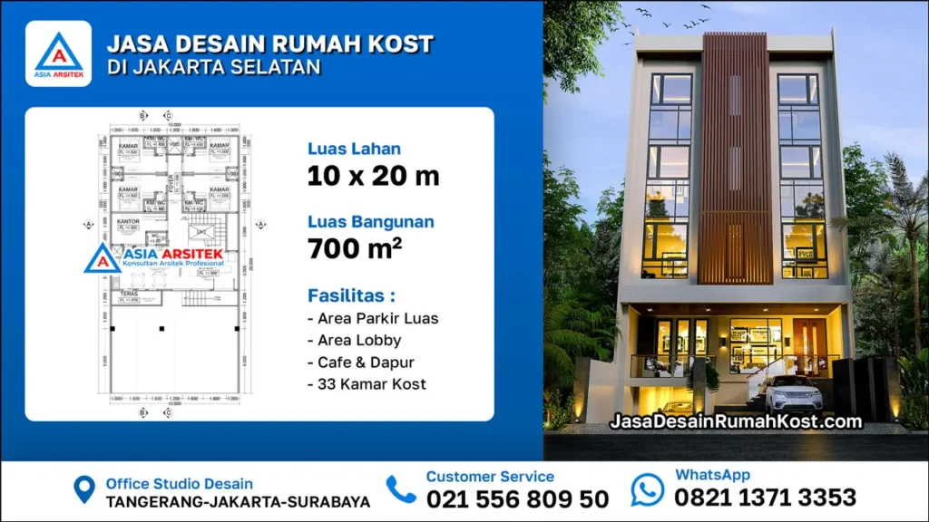 Jasa Desain Rumah Kost 4 Lantai di Jakarta Selatan