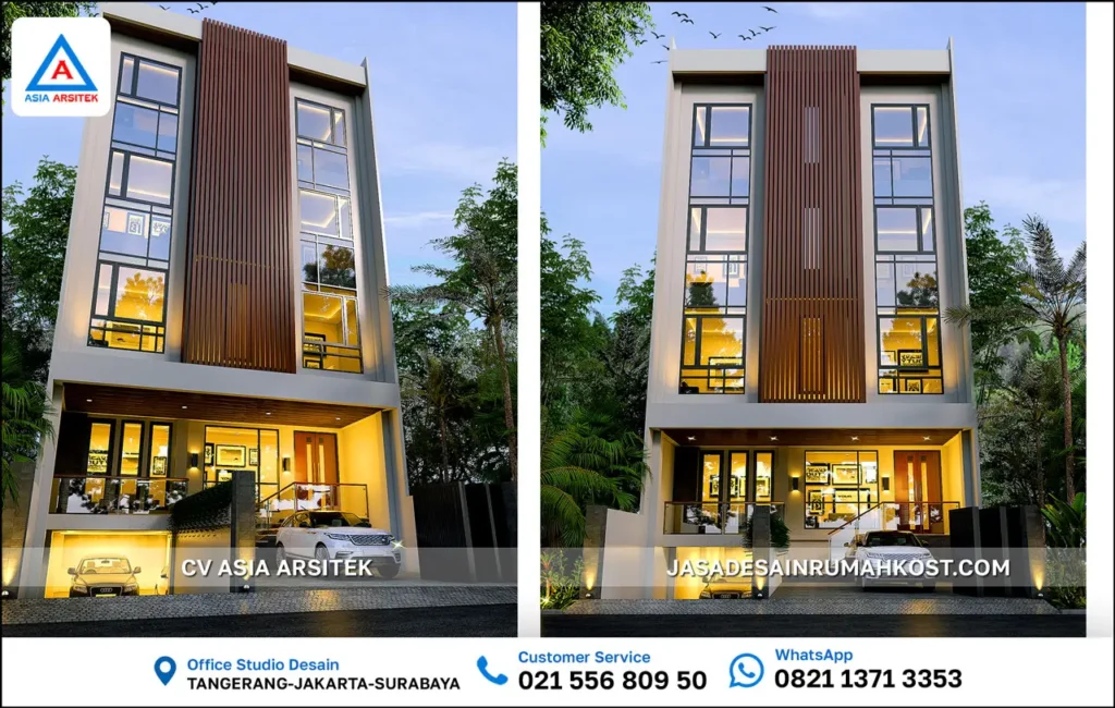 Jasa Desain Rumah Kost 4 Lantai di Jakarta Selatan fasad