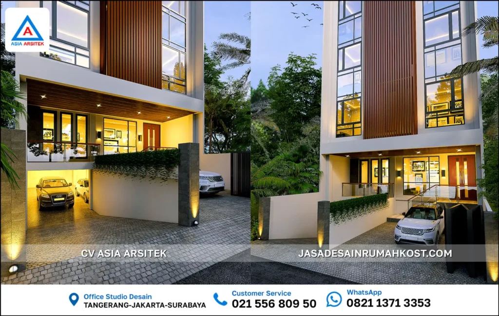 Jasa Desain Rumah Kost 4 Lantai di Jakarta Selatan area parkir