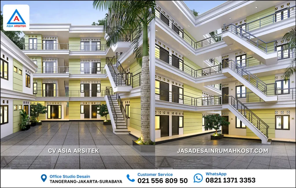Jasa Desain Rumah Kost 4 Lantai di Kota Bekasi depan