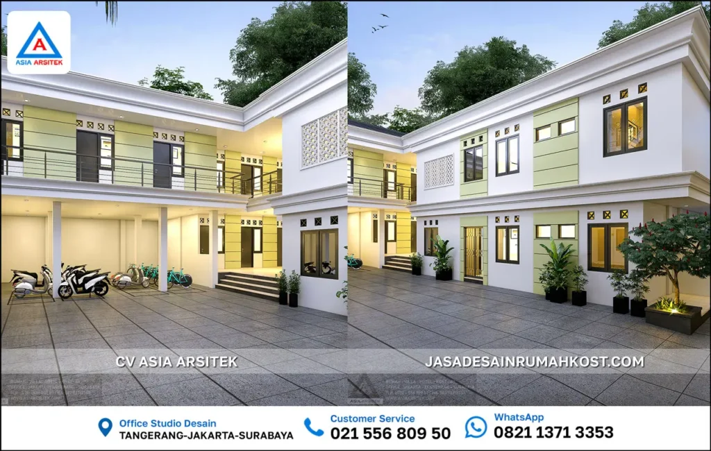 Jasa Desain Rumah Kost 4 Lantai di Kota Bekasi fasad