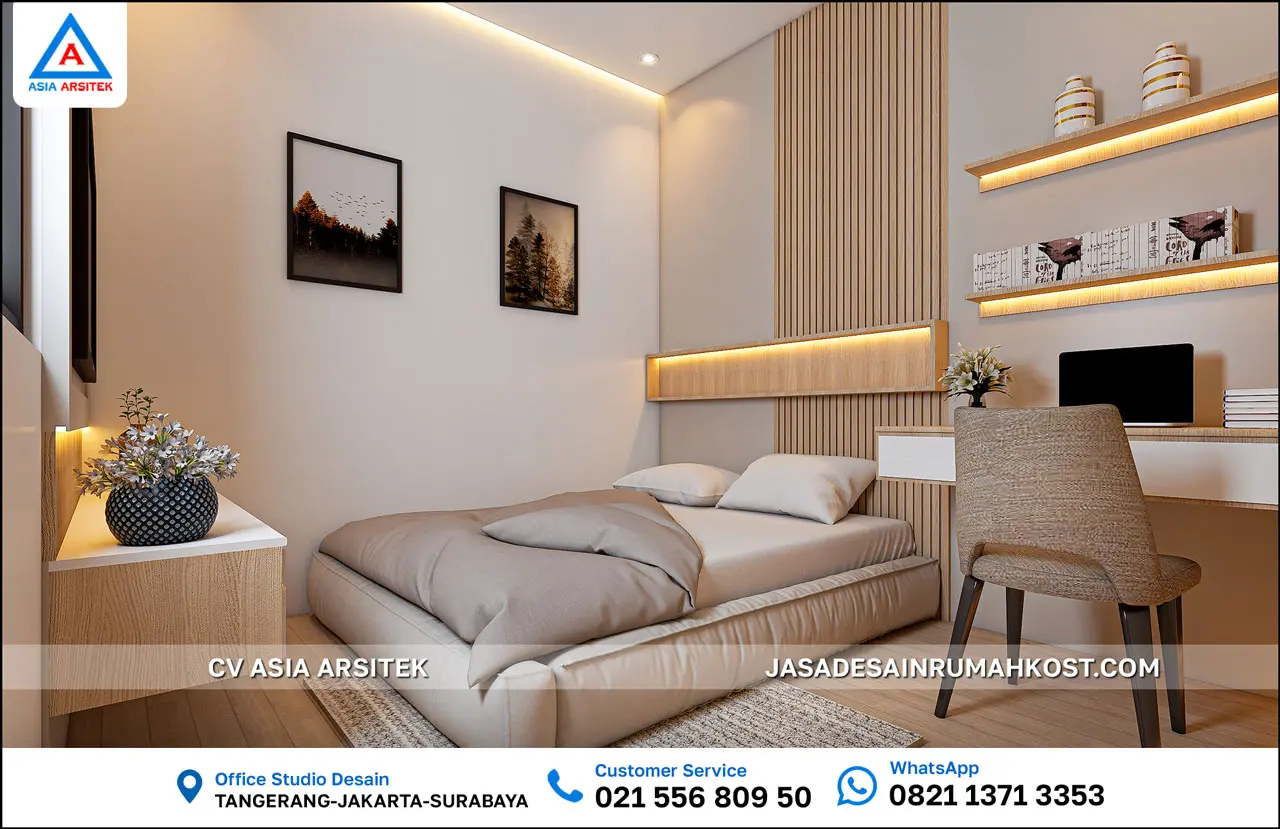 Jasa Desain Rumah Kost 4 Lantai di Menteng Jakarta Pusat kamar tidur kost
