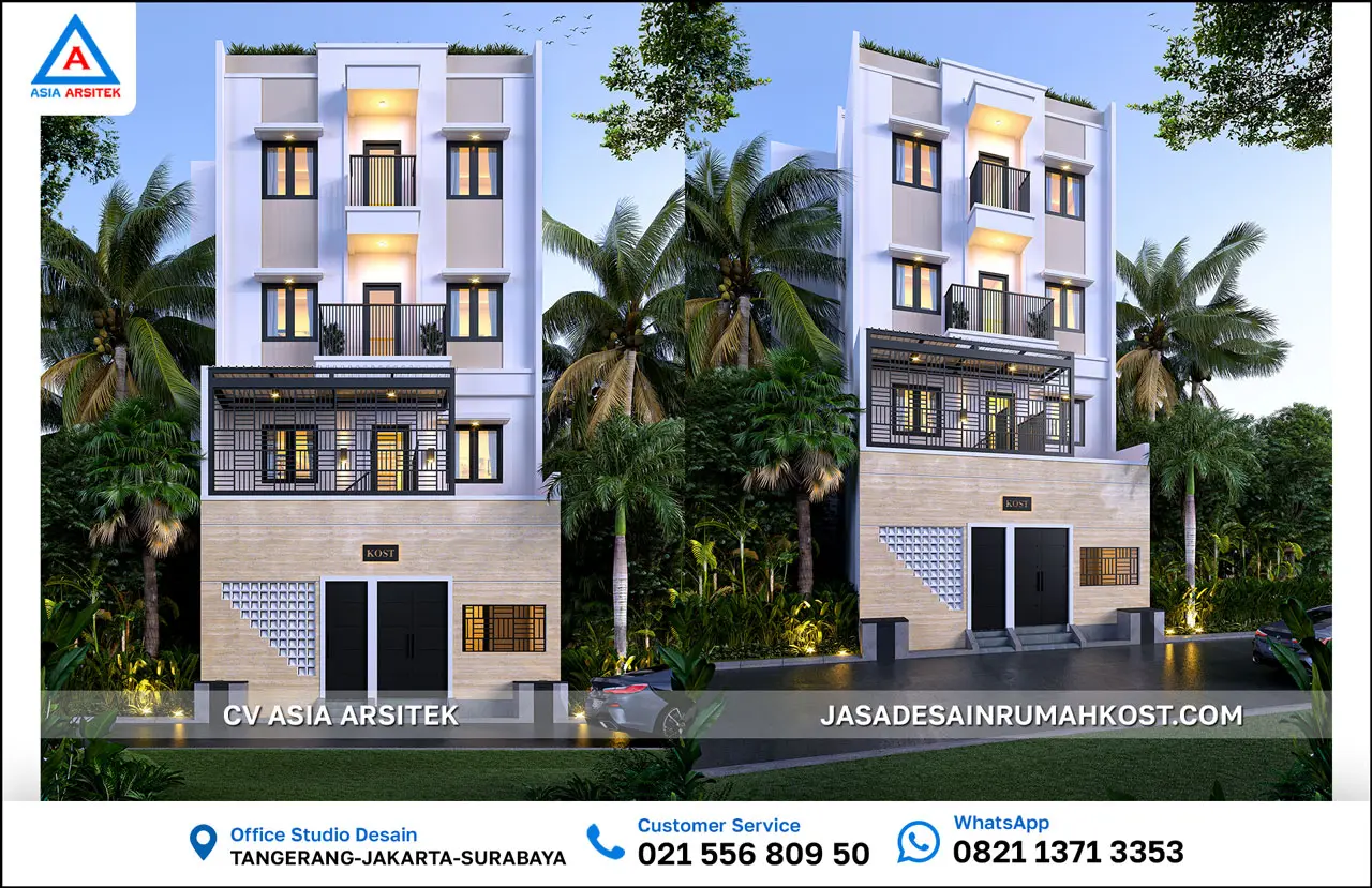 Jasa Desain Rumah Kost 4 Lantai di Menteng Jakarta Pusat depan