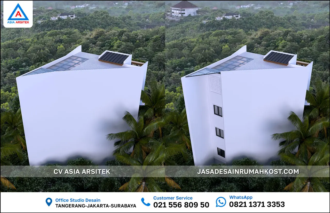 Jasa Desain Rumah Kost 4 Lantai di Menteng Jakarta Pusat atas belakang