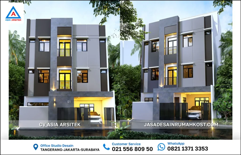 Jasa Desain Rumah Kost 4 Lantai di Pademangan Jakarta Utara depan