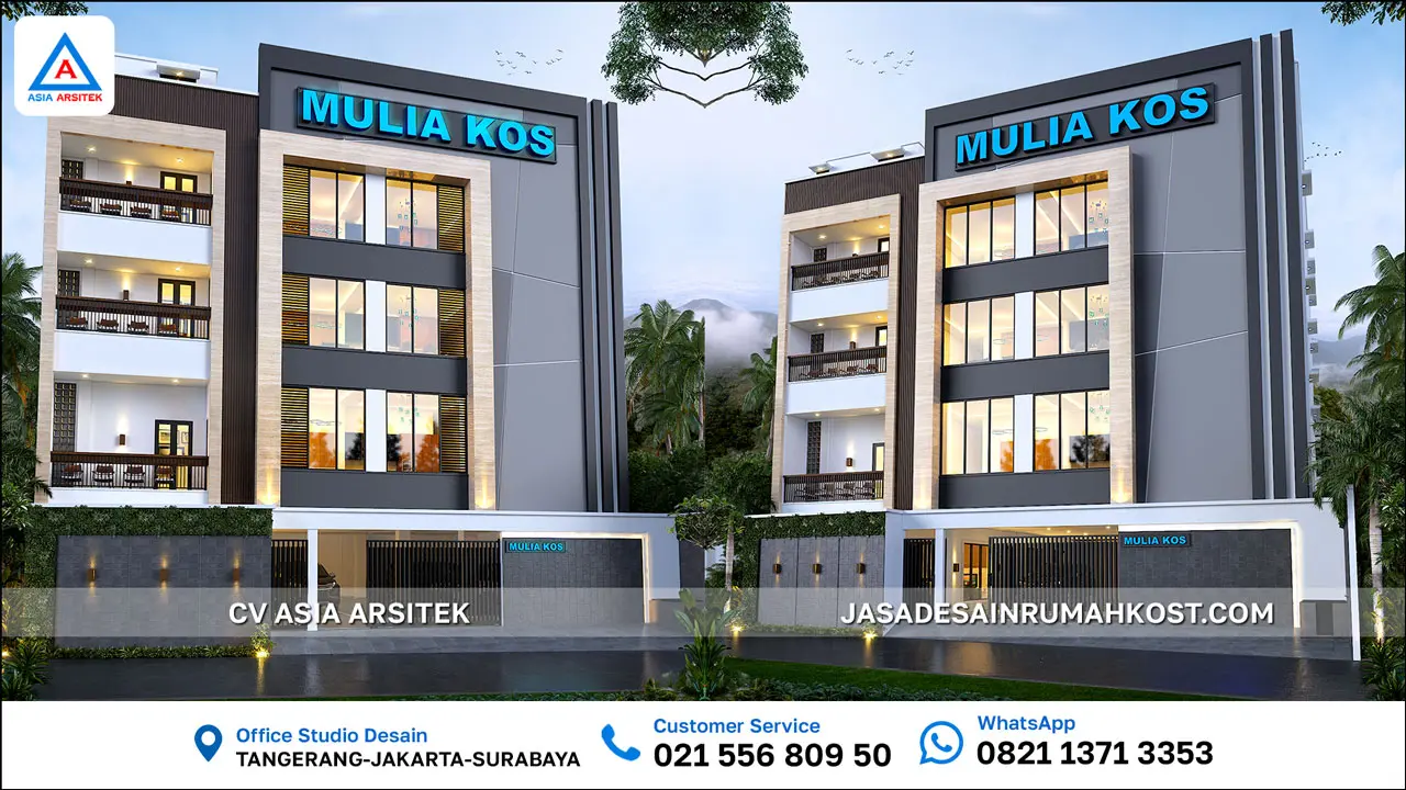 Jasa Desain Rumah Kost 4 Lantai di Pagedangan Tangerang depan