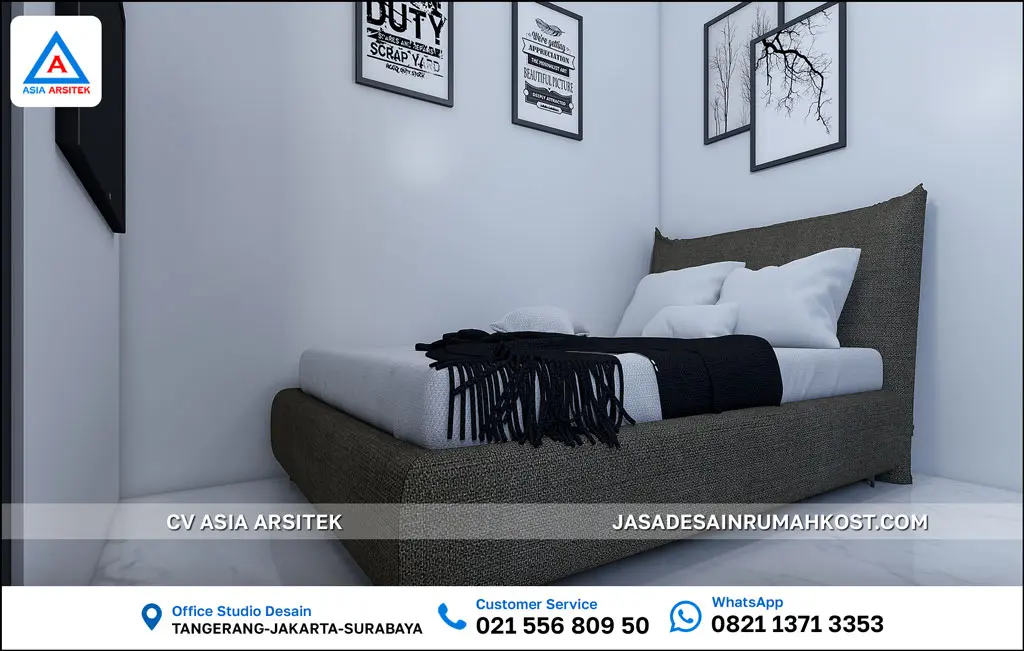 Jasa Desain Rumah Kost 4 Lantai di Palmerah Jakarta Barat kamar tidur kost