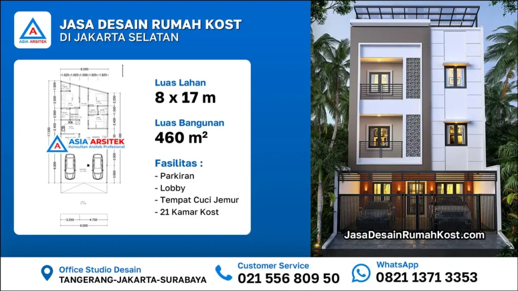 Jasa Desain Rumah Kost 4 Lantai di Setiabudi Jakarta Selatan