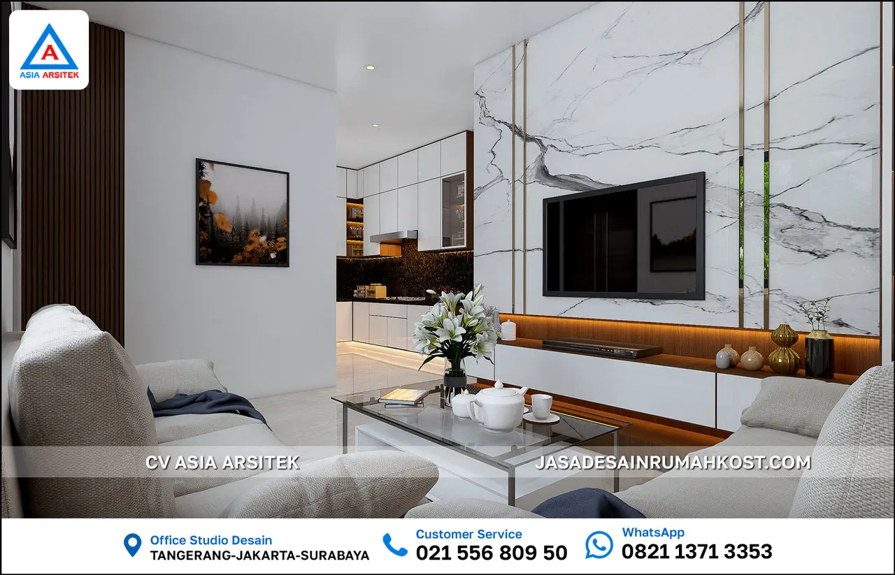 Jasa Desain Rumah Kost 4 Lantai di Setiabudi Jakarta Selatan ruang duduk