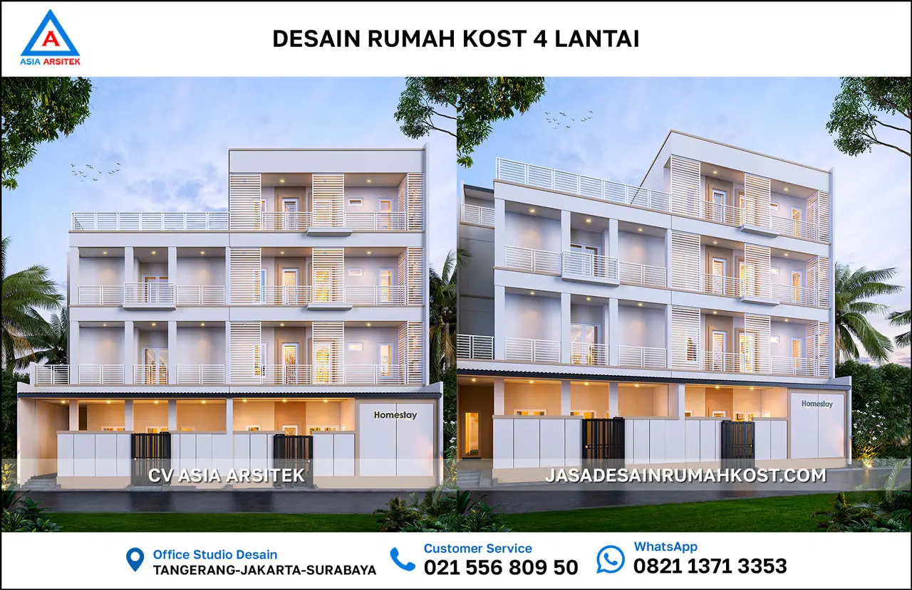 Jasa Desain Rumah Kost 4 Lantai di Tanah Abang Jakarta Pusat depan