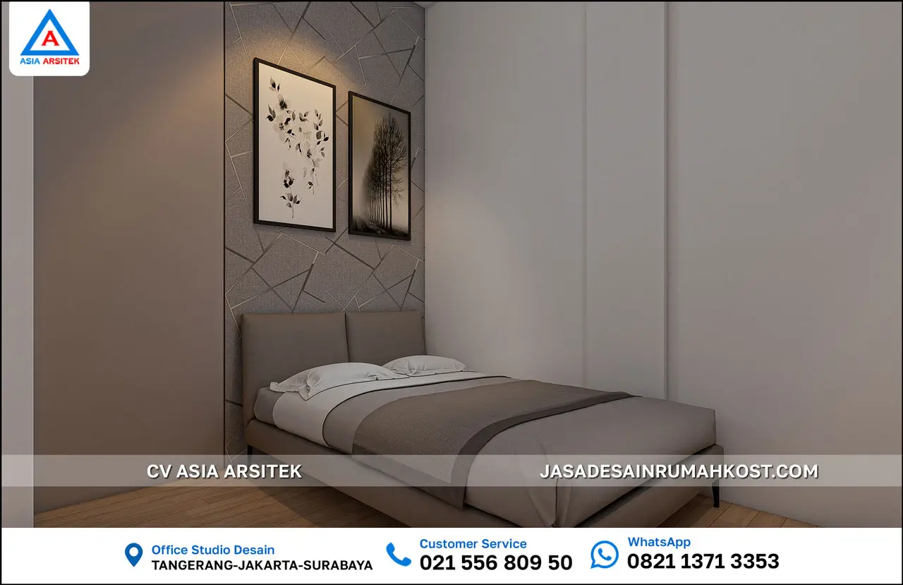 Jasa Desain Rumah Kost 4 Lantai di Tanah Abang Jakarta Pusat kamar tidur kost