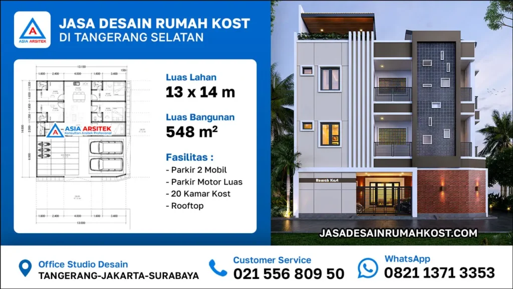Jasa Desain Rumah Kost 4 Lantai di Tangerang Selatan