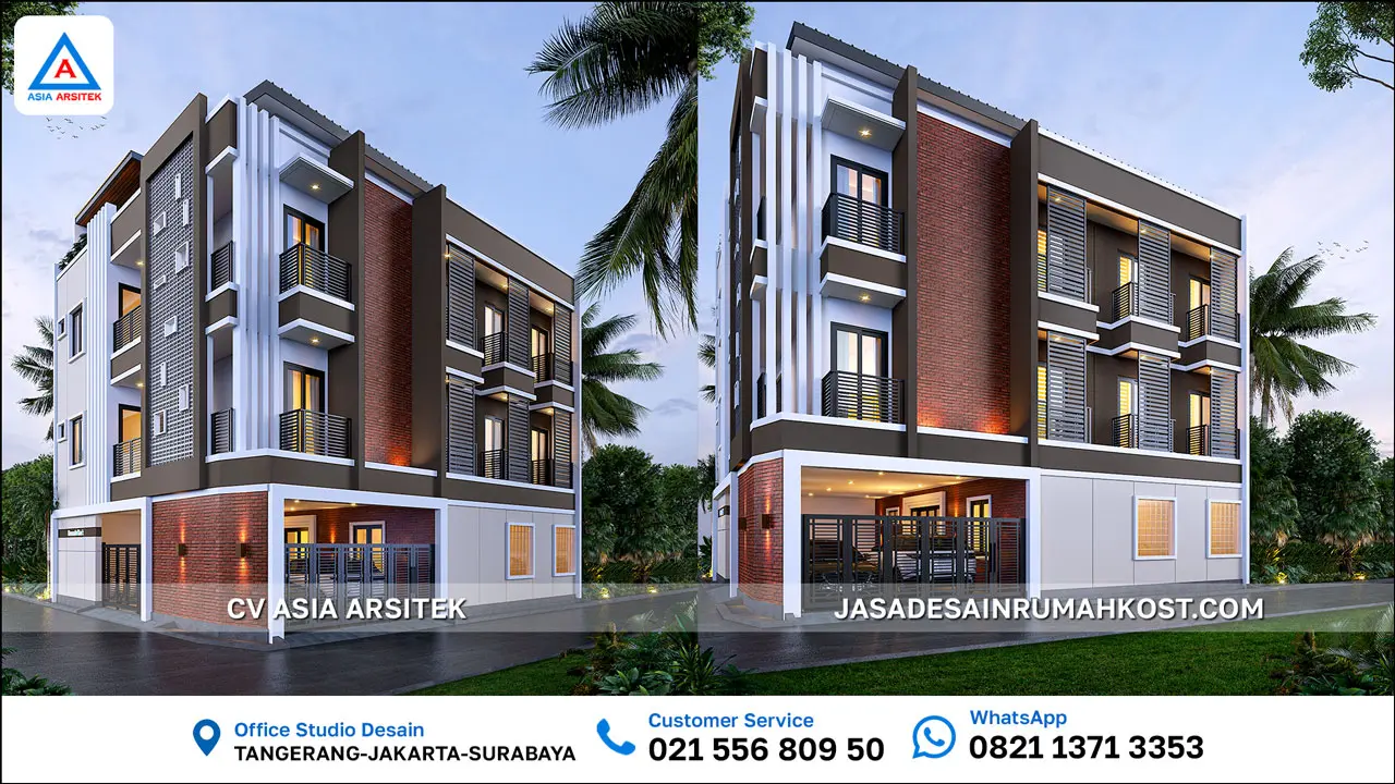 Jasa Desain Rumah Kost 4 Lantai di Tangerang Selatan samping