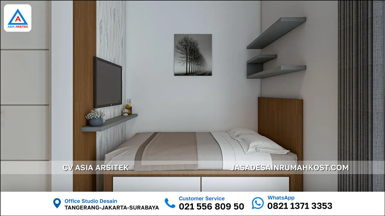 Jasa Desain Rumah Kost 4 Lantai di Tangerang Selatan kamar tidur kost