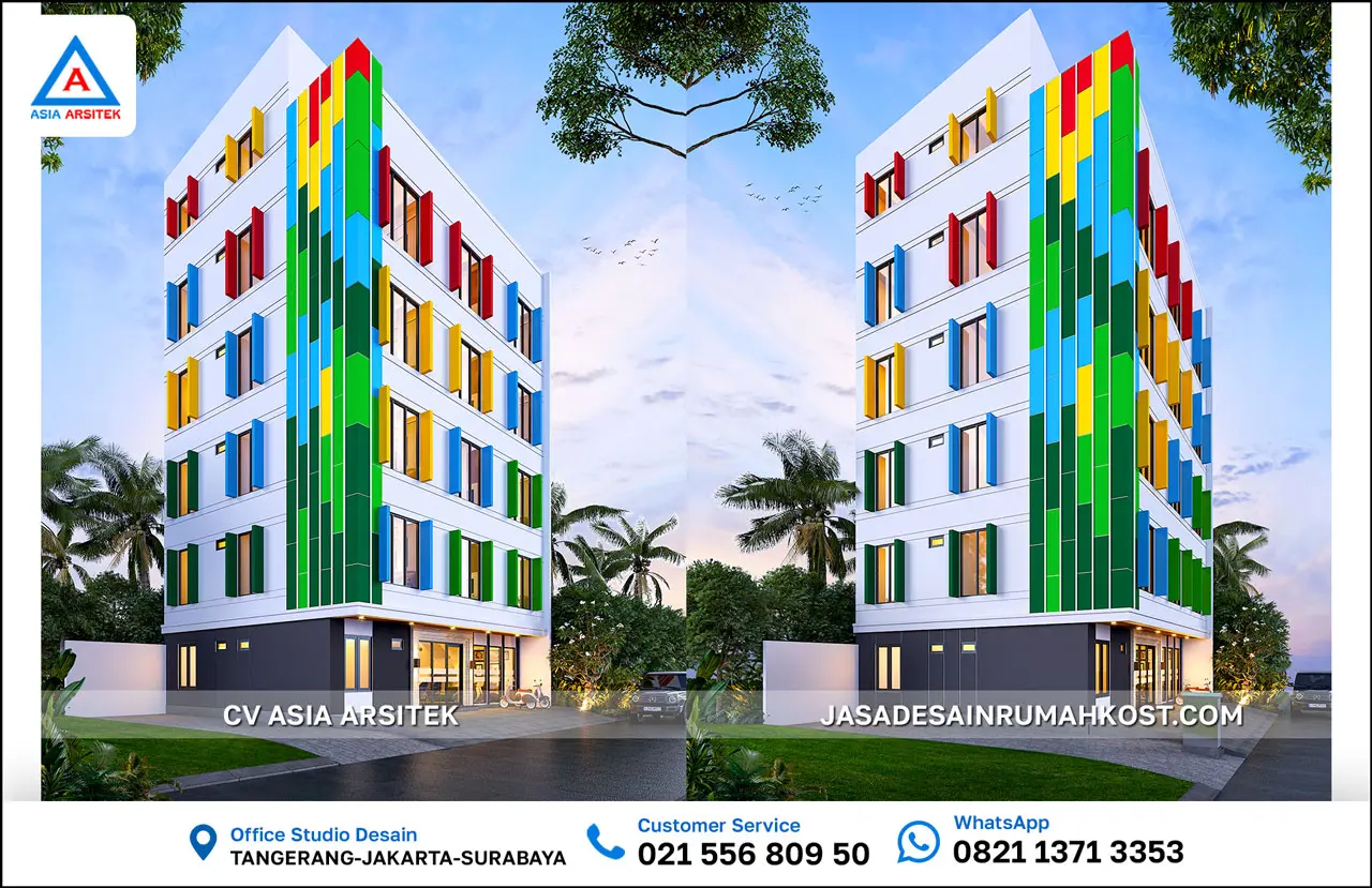 Jasa Desain Rumah Kost 6 Lantai di BSD Tangerang Selatan samping